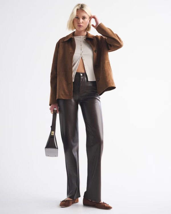 Women's High Rise 90s Relaxed Vegan Leather Pant | Women's New Arrivals | Abercrombie.com | Abercrombie & Fitch (US)