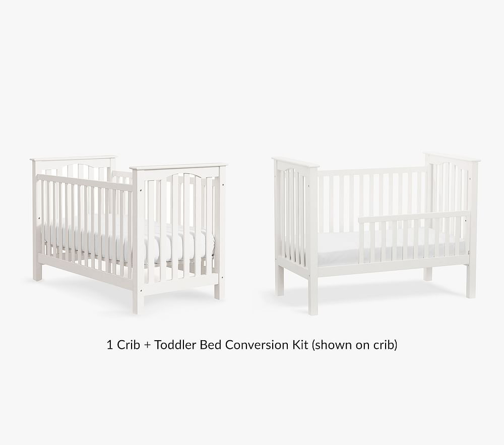 Kendall Low-Profile Crib & Toddler Bed Conversion Kit, Simply White, UPS | Pottery Barn Kids