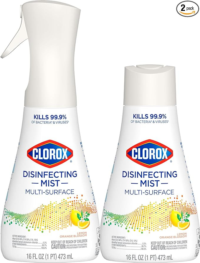 Clorox Disinfecting Mist, Lemon and Orange Blossom, 1 Spray and 1 Refill, 16 oz Each | Amazon (US)