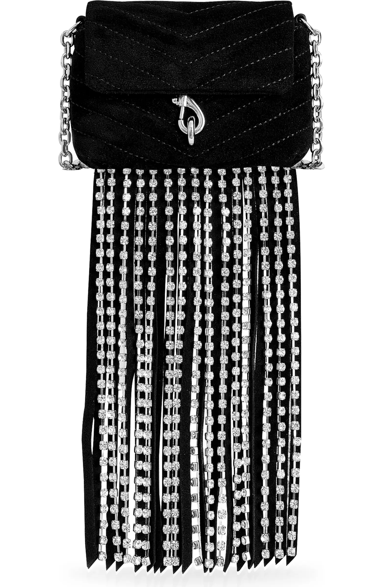 Edie Crystal Fringe Micro Suede Crossbody Bag | Nordstrom