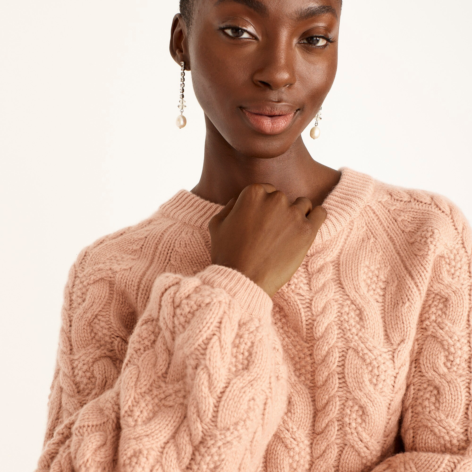 Cashmere balloon-sleeve cable-knit sweater | J. Crew US