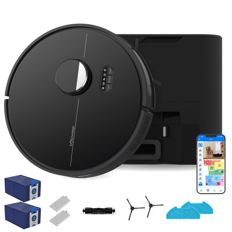 bObsweep - Dustin Self-Emptying Robot Vacuum & Mop with Odor Control Dock, 1 Gal Capacity, Privac... | Best Buy U.S.