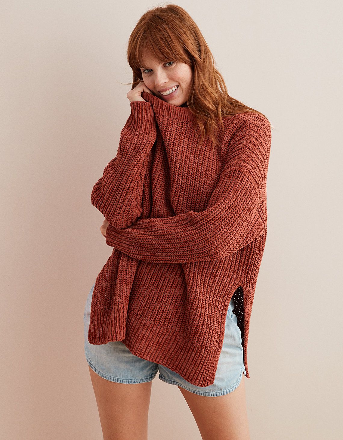 Aerie Chenille Crew Sweater, Brown | American Eagle Outfitters (US & CA)