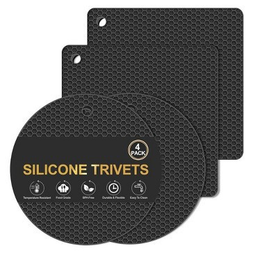 Itopfox Silicone Trivet Mats, 4 Pack Heat Resistant Non-Slip Hot Pads for Kitchen, Protects Countertops from Hot Pots & Pans, Food Grade BPA Free | Target