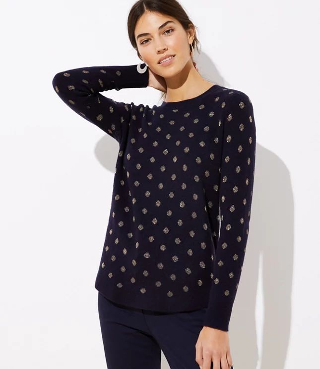 Shimmer Dotted Shirttail Sweater | LOFT | LOFT