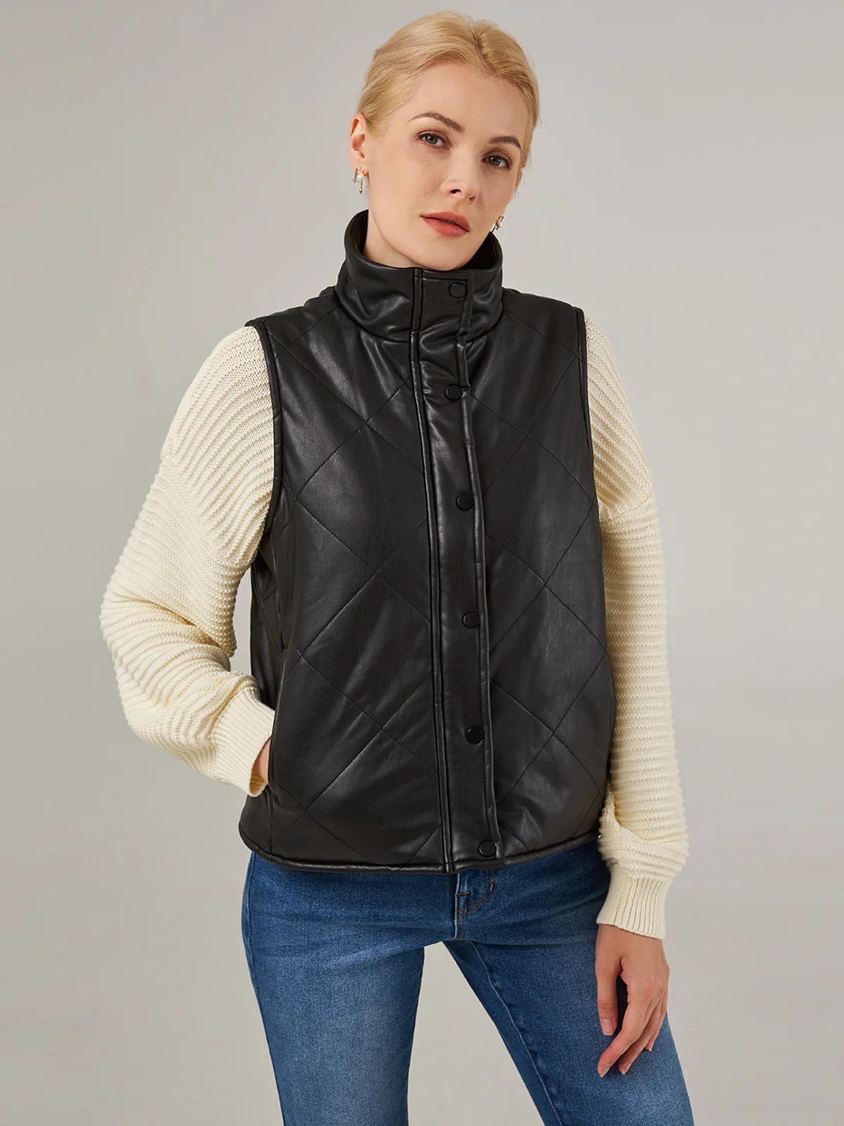Adyson Parker Faux Leather Quilted Puffer Vest | Daily Thread