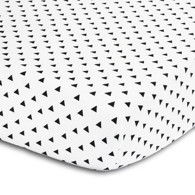 The Peanutshell Triangle Print Cotton Fitted Crib Sheet in Black/White | Target