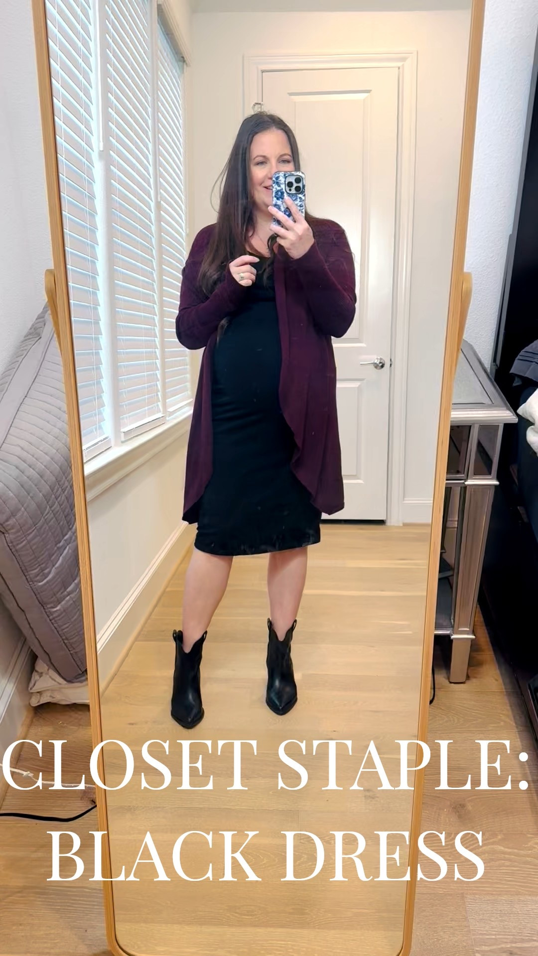 This black dress is a true capsule wardrobe staple and one of those pieces that’s truly a dress wearable all year. I love how easily you can add layers to this dress to make it work for every season. For winter, I styled it with a cozy maroon cardigan and black western booties for an effortless, pulled-together look.

It’s such a versatile option for winter outfits for women, and it also works beautifully as a maternity outfit thanks to the comfortable, bump-friendly fit. I wear this dress on repeat as a polished work outfit and reliable workwear piece that transitions seamlessly from office days to after-hours plans.

Linking this closet staple below. It’s one of those pieces you’ll reach for year after year.


#LTKSeasonal #LTKWorkwear #LTKBump
