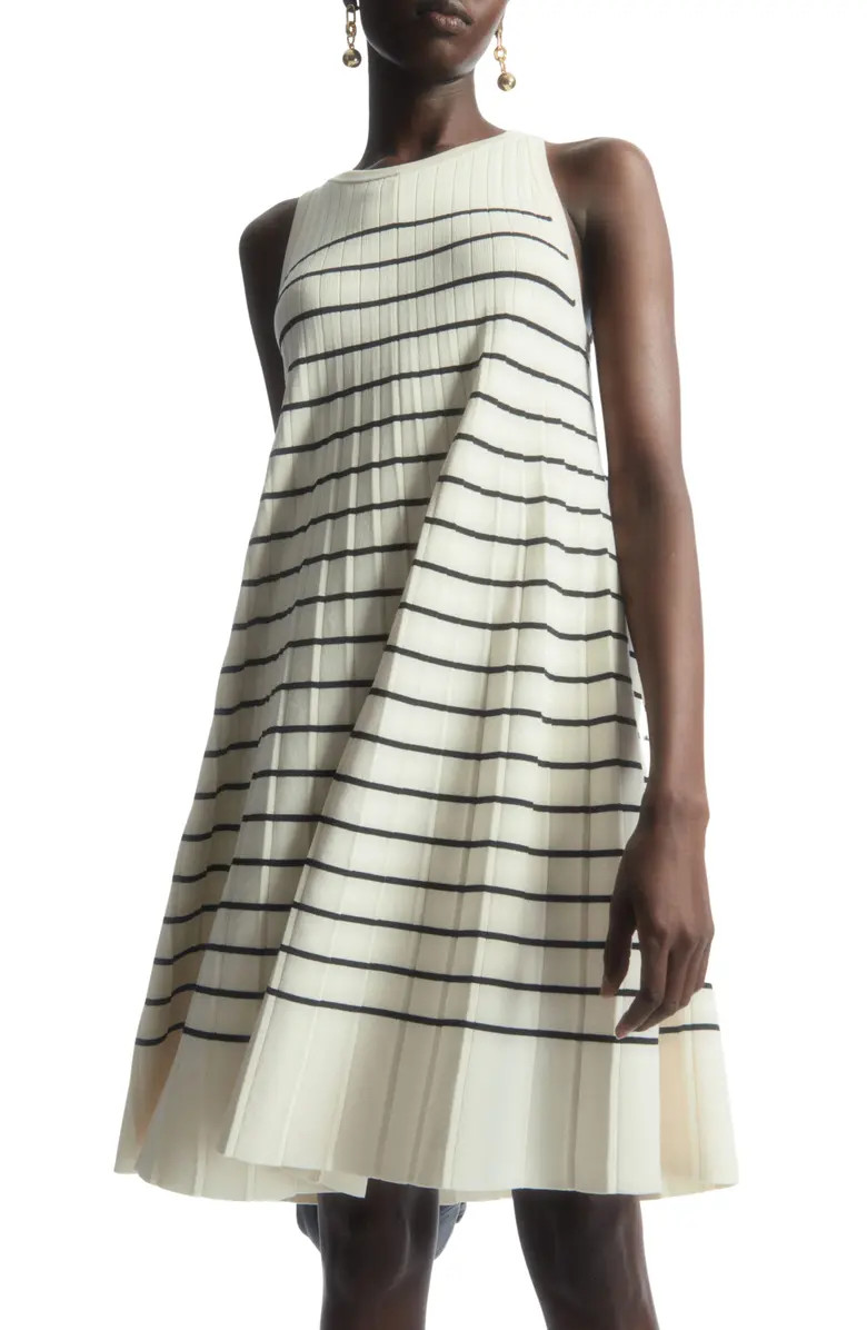 Stripe Pleated Knit A-Line Dress | Nordstrom
