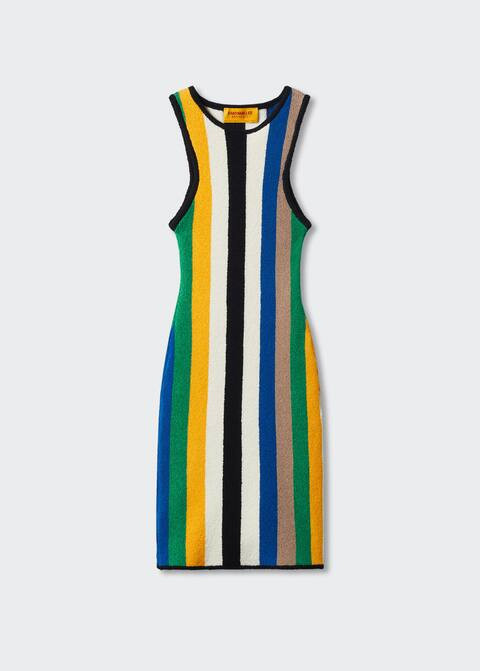 Meerkleurige gebreide midi-jurk -  Dames | Mango Nederland | MANGO (NL)
