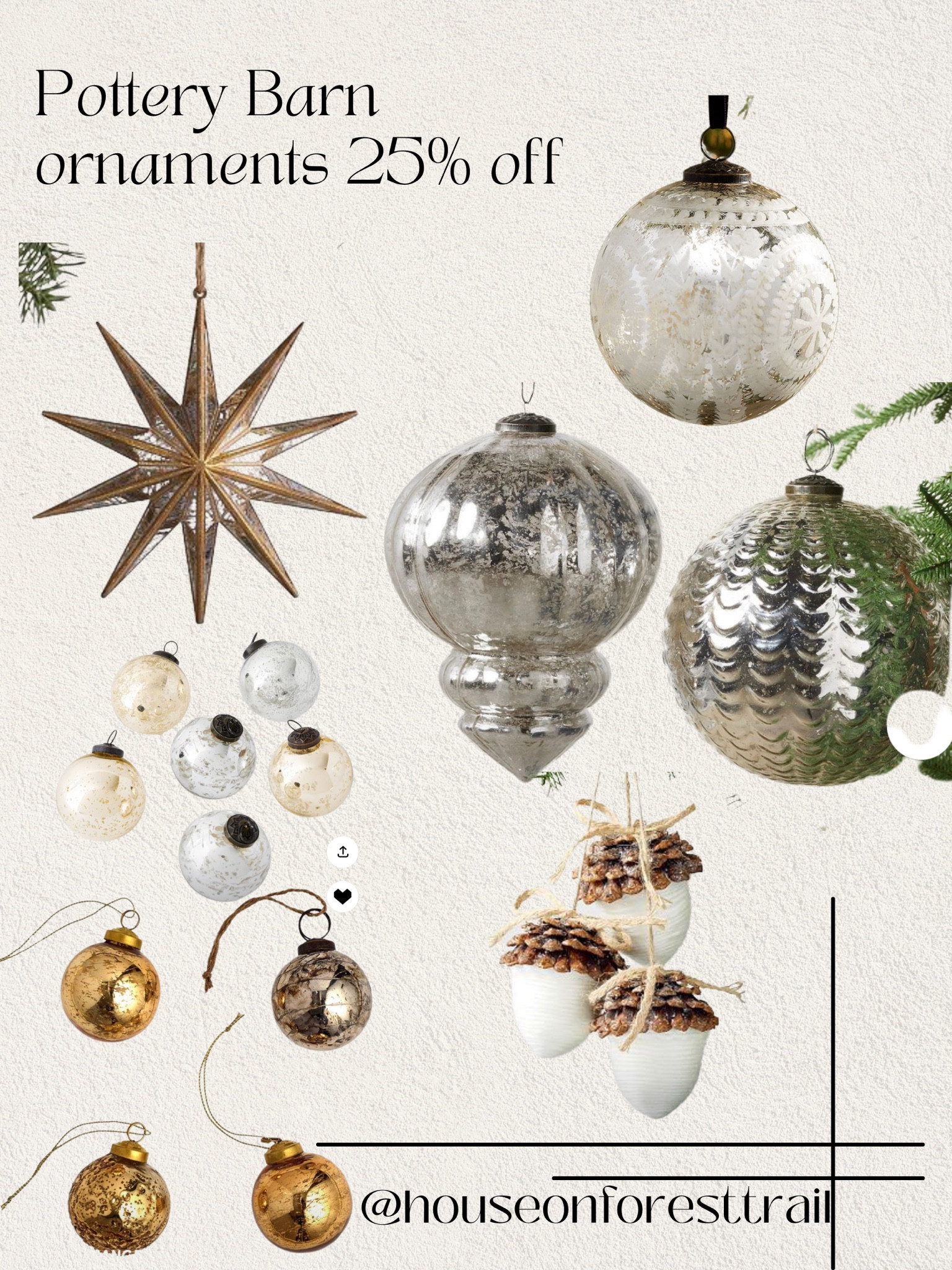 Christmas ornaments on sale at Pottery Barn.
Oversized ornaments 
Home decor 
Neutral style

#LTKsalealert #LTKHoliday #LTKunder50
