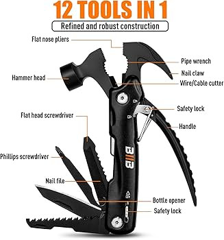 BIIB Stocking Stuffers for Men Adults, 12 in 1 Hammer Multitool Gifts for Men, White Elephant Gif... | Amazon (US)