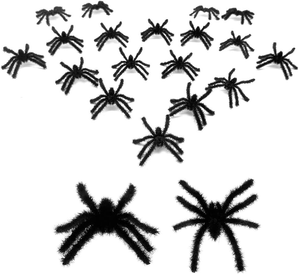 20 PCS Black Realistic Hairy Small Plastic Fake Spiders Scary Joke Prank Toy for Party Favors Cre... | Amazon (US)