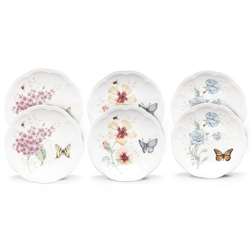 Lenox Set of 6 Lenox Butterfly Meadow Tidbit Plates "& Reviews" | Wayfair | Wayfair North America