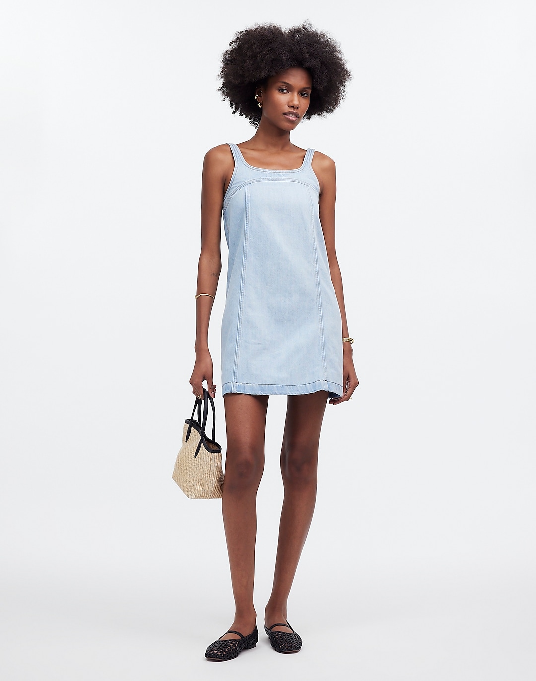 Denim A-Line Sleeveless Mini Dress | Madewell