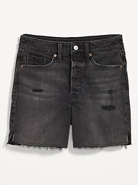 High-Waisted Button-Fly O.G. Straight Ripped Side-Slit Jean Shorts for Women -- 5-inch inseam | Old Navy (US)