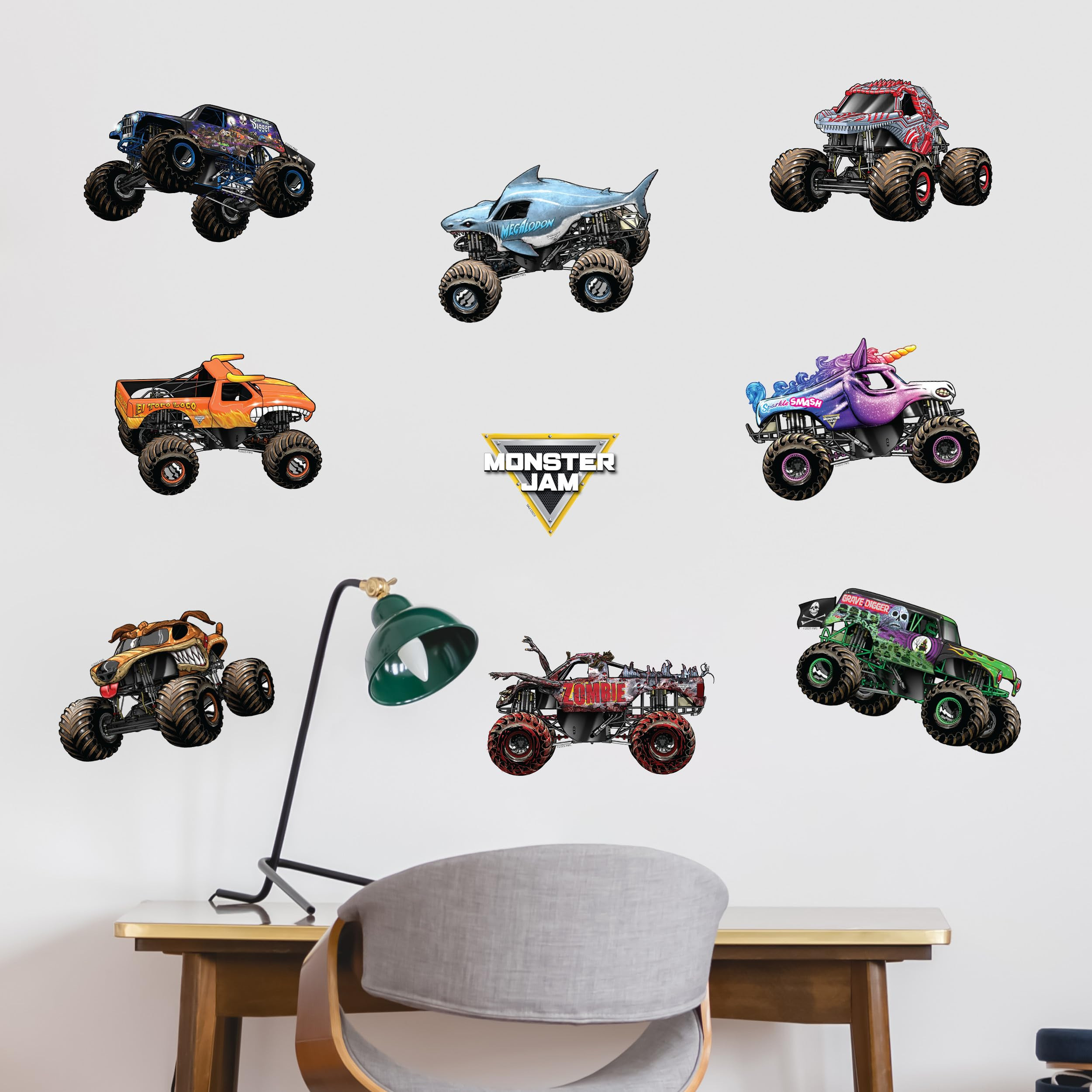 Monster Jam Trucks Wall Decals Pack - Grave Digger Son-Uva Digger El Toro Loco Megalodon Zombie T... | Amazon (US)