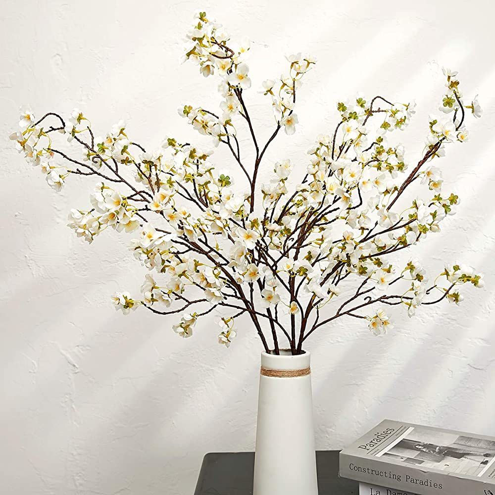 Olivachel Artificial Flowers Faux Plum Cherry Blossom Branches Fake Long Flower Stems for Home We... | Amazon (US)