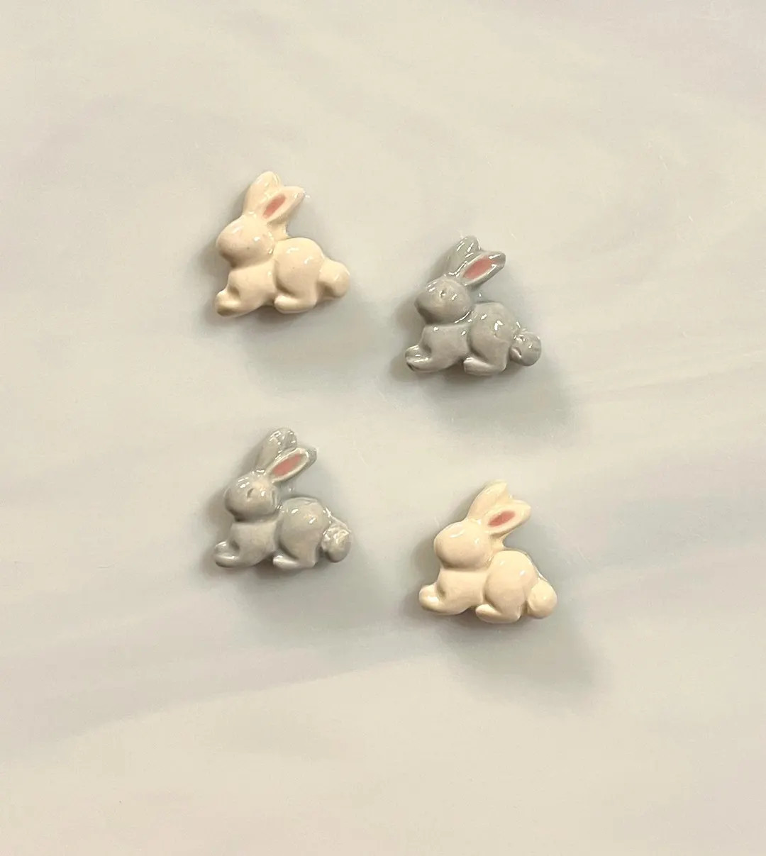 Ceramic Bunny Tiles, 4pc, Rabbit, Woodland Animal, Gray and White, Mosaic and Crafts, Flowerpots,... | Etsy (US)