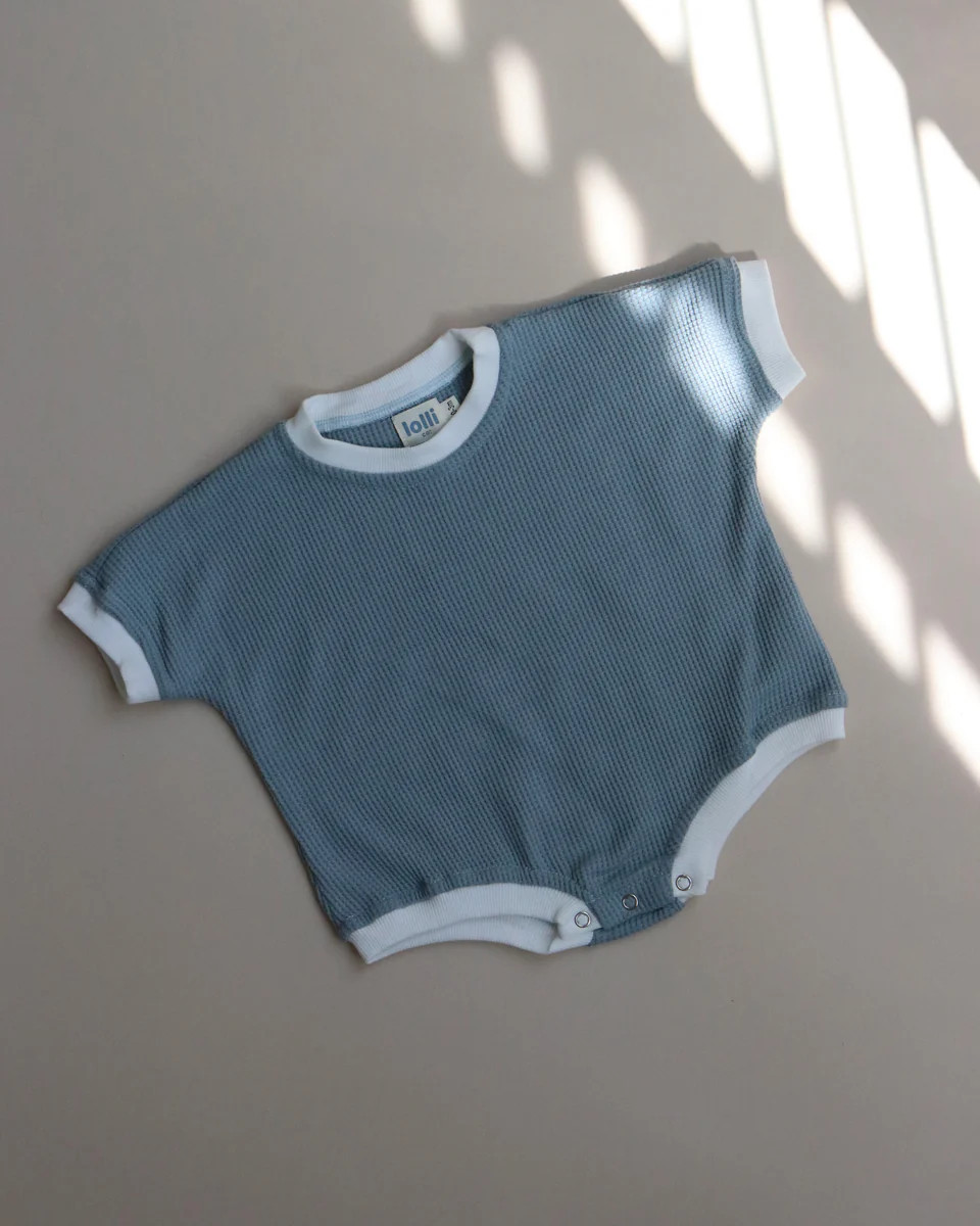 Bubble Romper, Waffle Knit - Blueberry | Lolli Co.