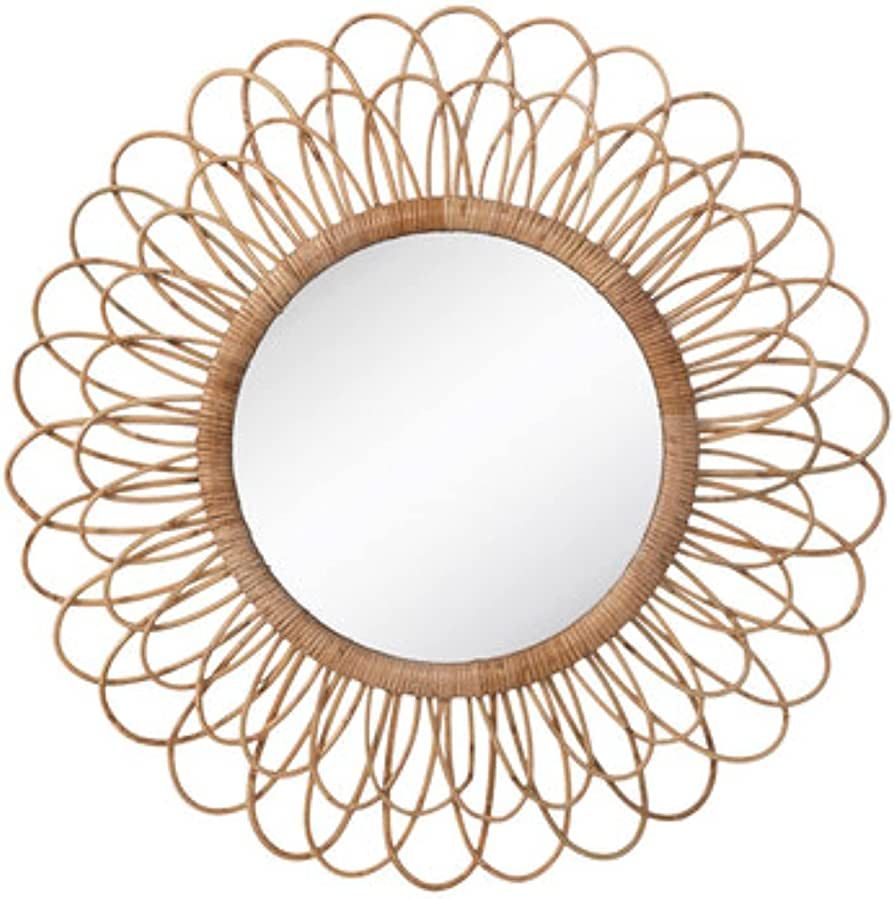 Hobby Lobby Home Decor Flower Rattan Brown Wall Round Mirror | Amazon (US)