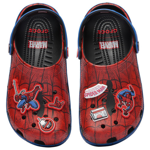 Boys Crocs Crocs Classic Clogs Spider-Man - Boys' Grade School Shoe Red/Blue Size 05.0 | Kids Foot Locker (US)