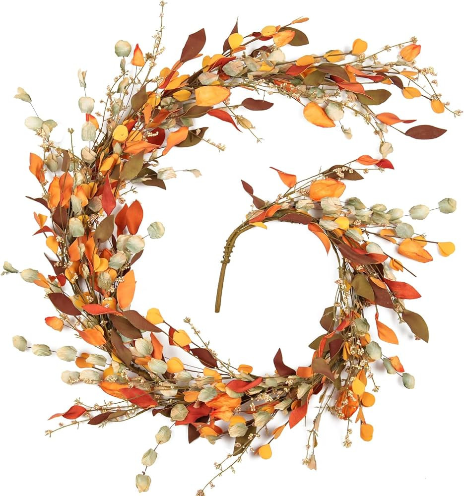 Fall Decor, Fall Garland, 6FT Autumn Eucalyptus Leaves Harvest Festival Thanksgiving Christmas Ha... | Amazon (US)