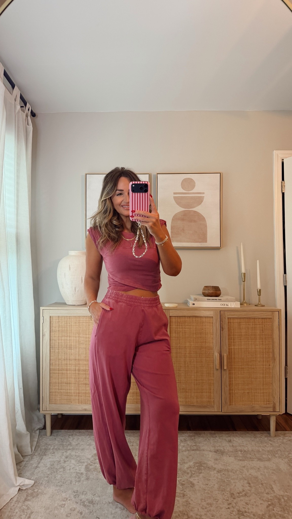 RESTOCK🚨 our favorite FP set just restocked in the color— brick! im wearing a size S. free people, summer outfit, weekend outfit, travel outfit, fp movement @fpmovement @freepeople
