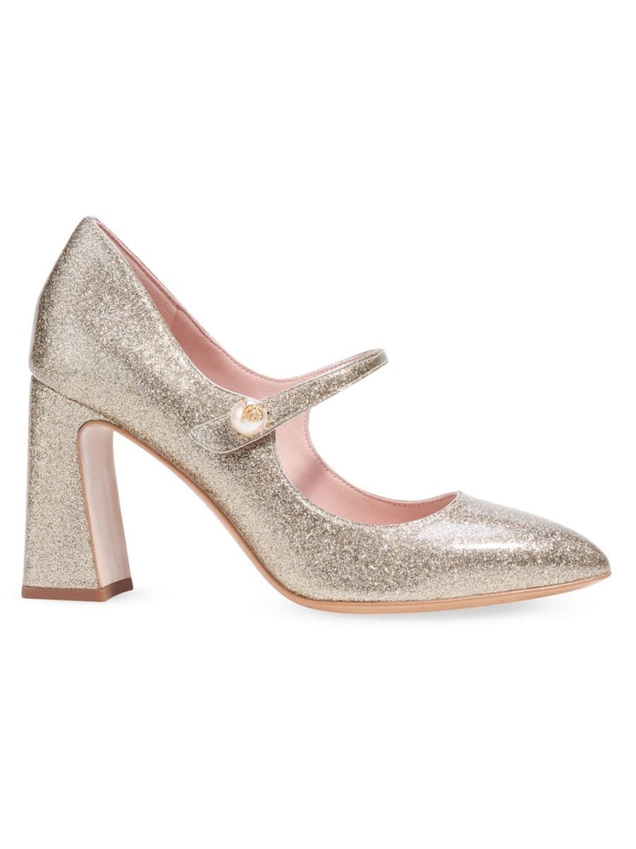 kate spade new york Maren 90MM Glitter Leather Mary Jane Pumps | Saks Fifth Avenue