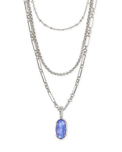 Elisa Silver Triple Strand Necklace in Iridescent Lilac Illusion | Kendra Scott