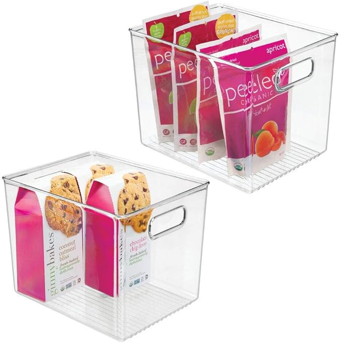 mDesign Plastic Food Storage Container Bin with Handles - for Kitchen, Pantry, Cabinet, Fridge, F... | Amazon (US)