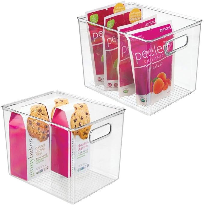 mDesign Plastic Food Storage Container Bin with Handles - for Kitchen, Pantry, Cabinet, Fridge, F... | Amazon (US)