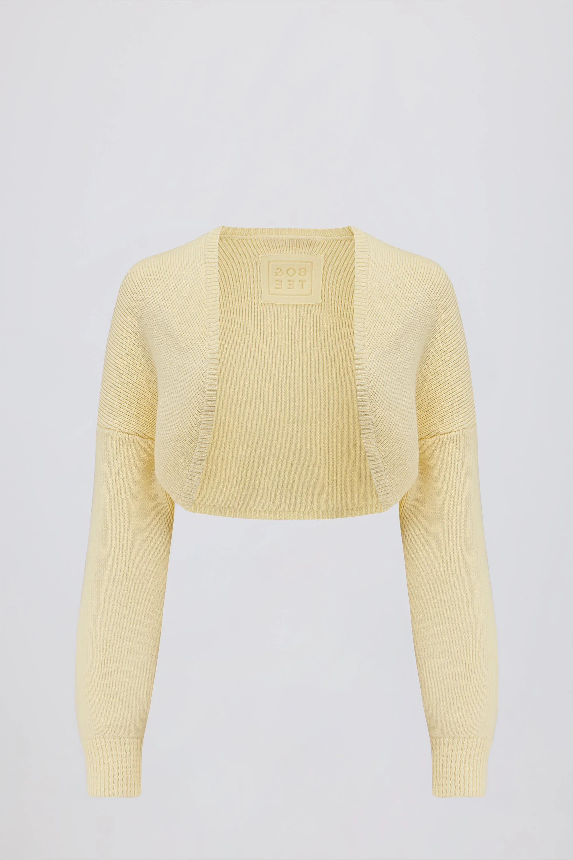 Ribbed-Knit Cropped Shrug in Lemon | Oh Polly