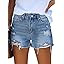 onlypuff Women Denim Shorts Ripped Mid Waisted Jean Shorts with Pockets | Amazon (US)