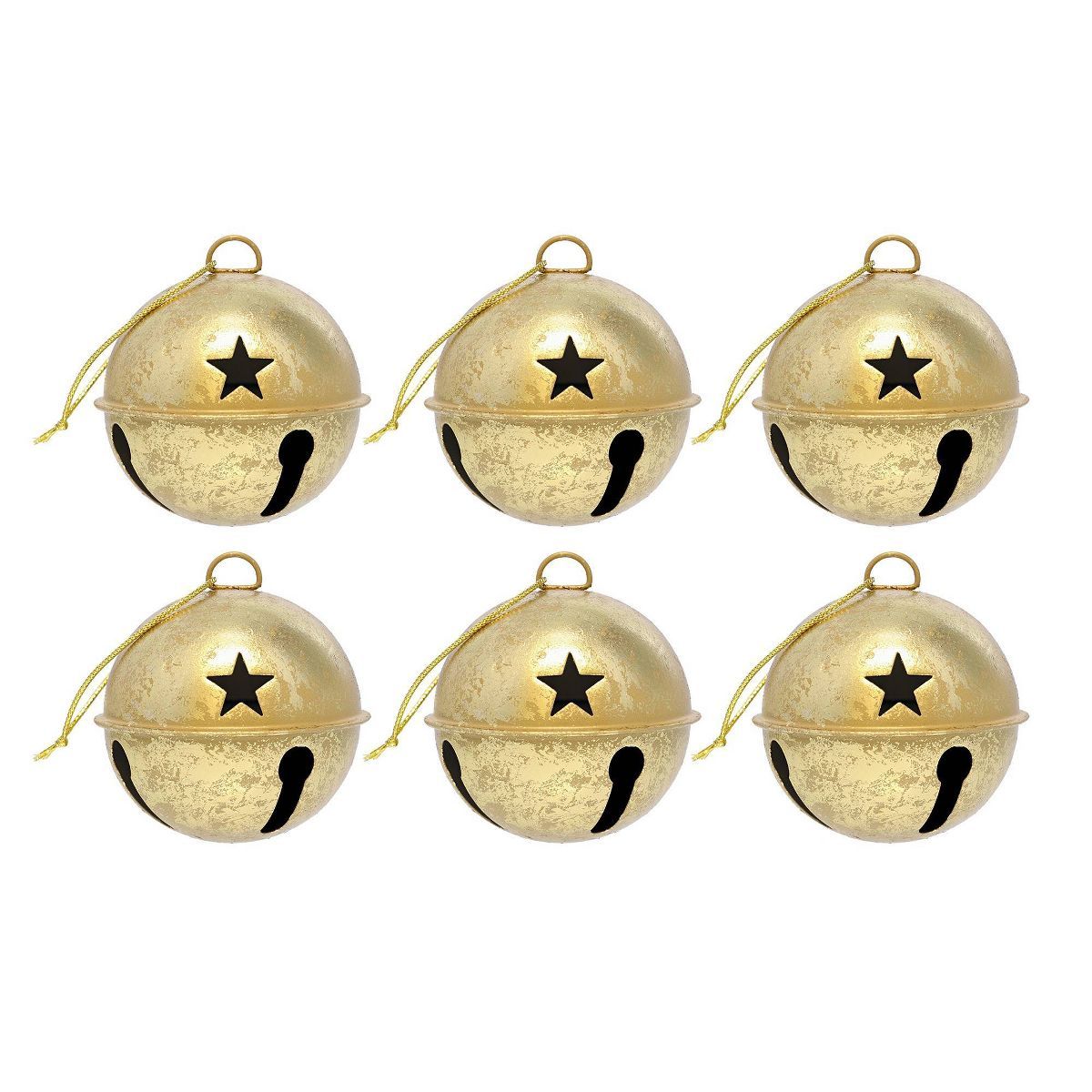 Haute Décor 6pc Jingle Bell Christmas Tree Ornament Gold Foil | Target
