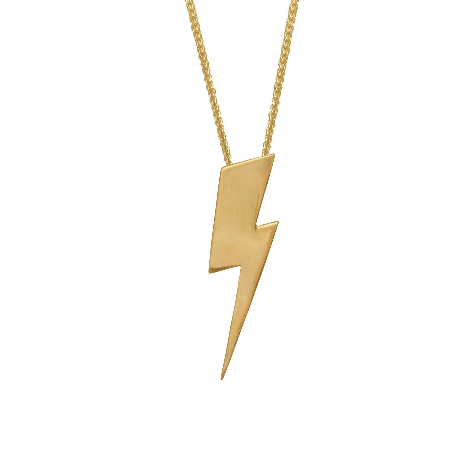 Flat Top Lightning Bolt Pendant Gold | Wolf & Badger (US)