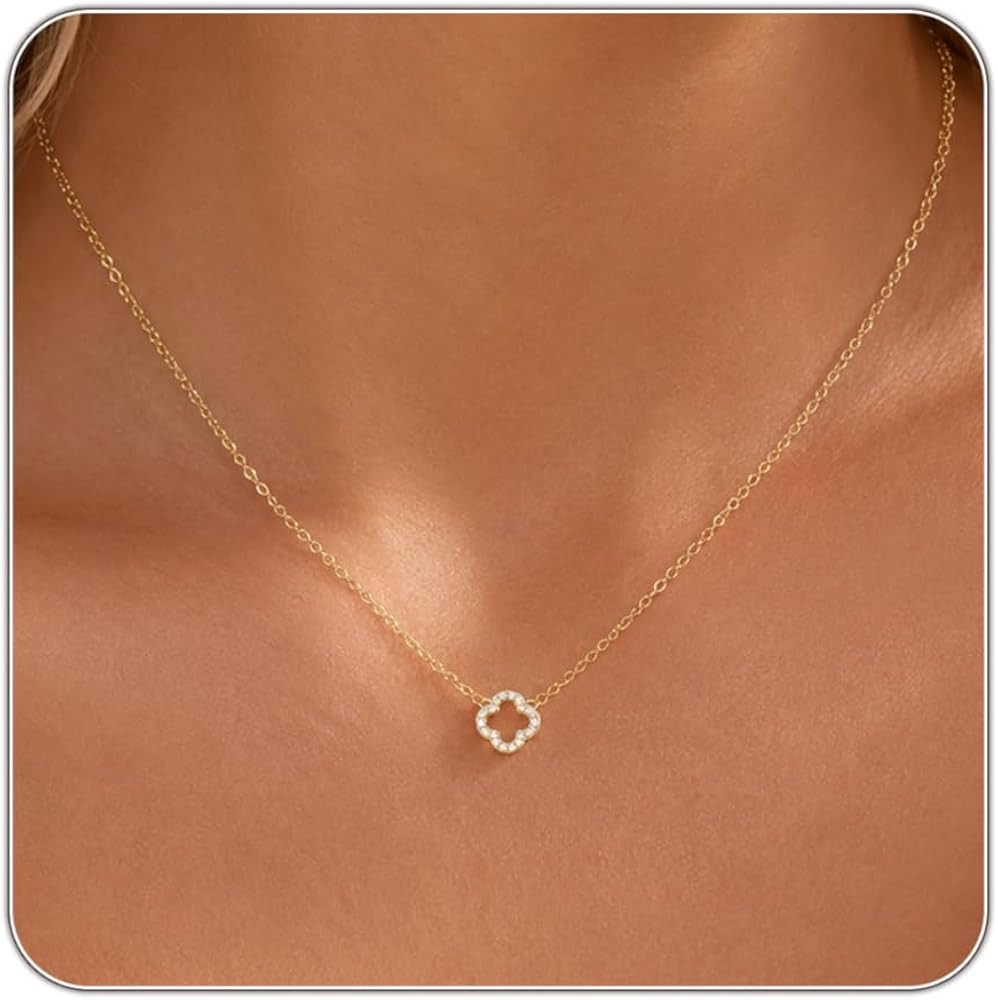 Dainty Gold Necklaces for Women Trendy Non Tarnish 14K Gold Plated Cubic Zirconia Necklace Layere... | Amazon (US)