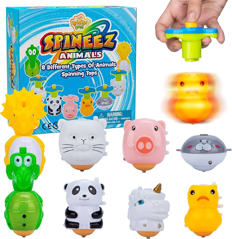 IPIDIPI TOYS Light Up Spinning Tops for Kids - 8 Pack Animal Light Up Spinner Toy - Gift Bag Toys... | Amazon (US)