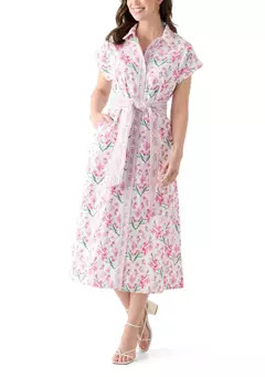 Crown & Ivy™ Women's Printed Belted Midi Dress | Belk