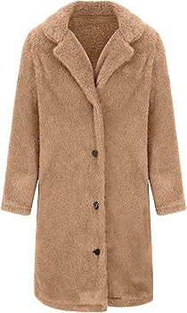 Winter Jackets for Women Thicken Warm Fuzzy Fleece Jacket Lapel Collar Long Trench Coat Fluffy Co... | Amazon (US)