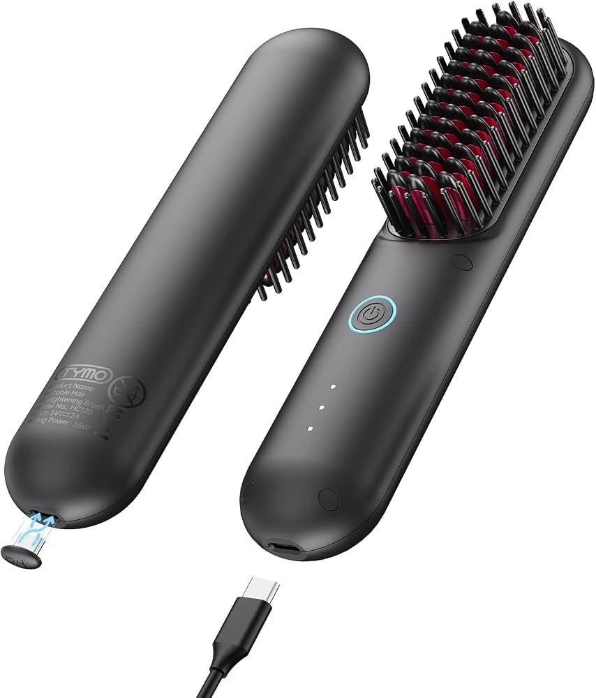 TYMO Cordless Hair Straightener Brush - Porta ECO Portable Straightening Brush for Travel, Mini H... | Amazon (US)