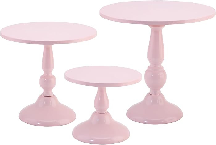 Set of 3 Pink Cake Stands, QENUIITEA Metal Round Cake Holder Dessert Pie Pizza Display Stand 8" 1... | Amazon (US)