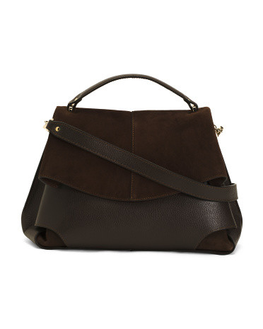 Made In Italy Leather And Suede Fold Over Crossbody | TJ Maxx