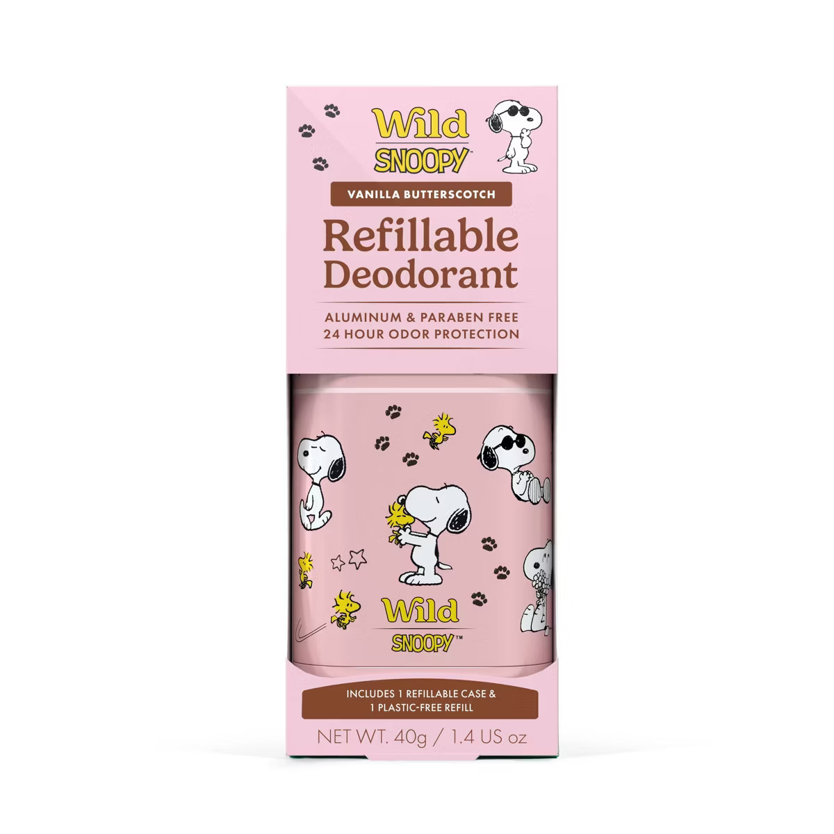 Wild Cosmetics Pink Snoopy Christmas Case & Vanilla Butterscotch Deodorant Refills - 2ct | Target