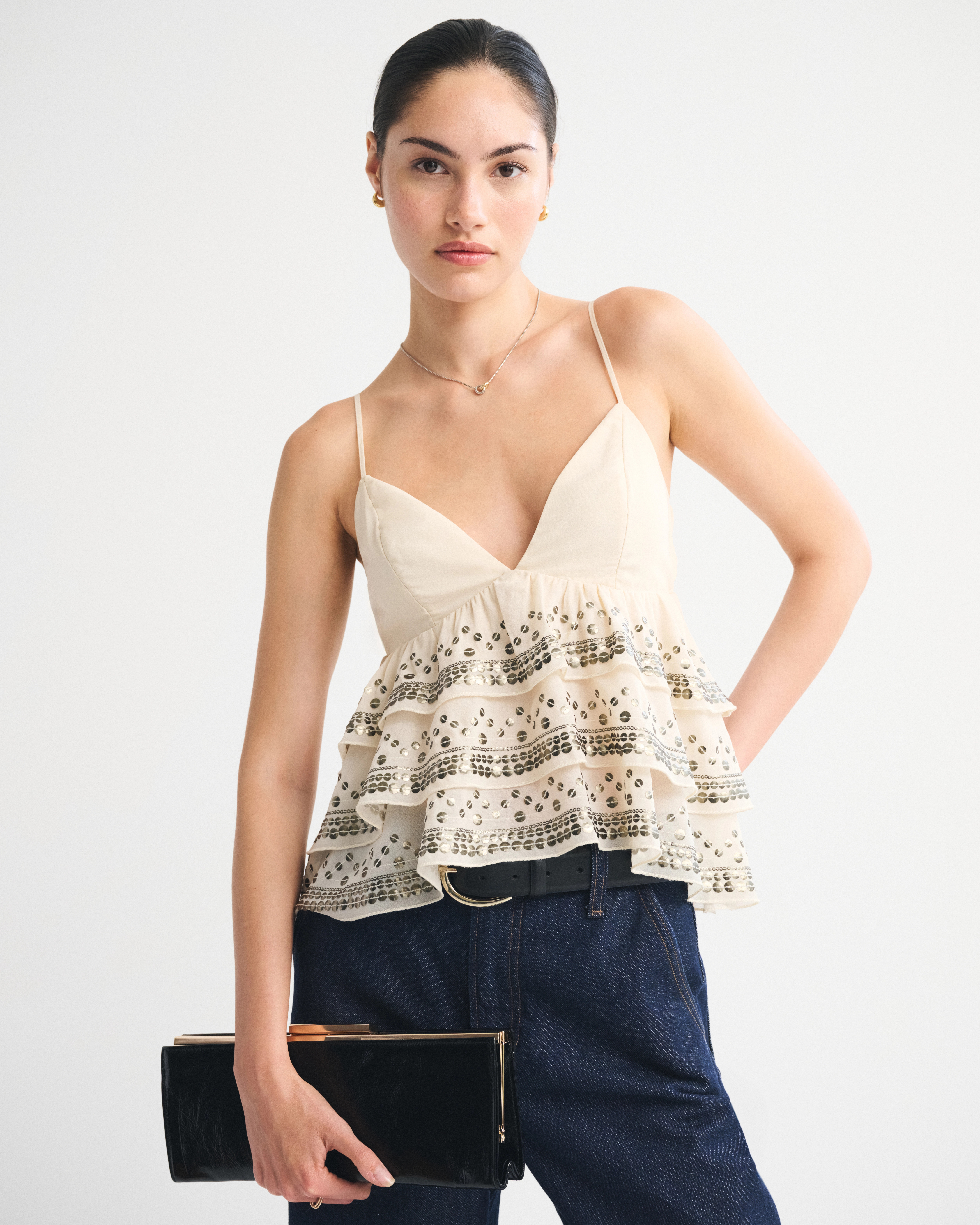 Sequin Tiered Cami | Abercrombie & Fitch (US)