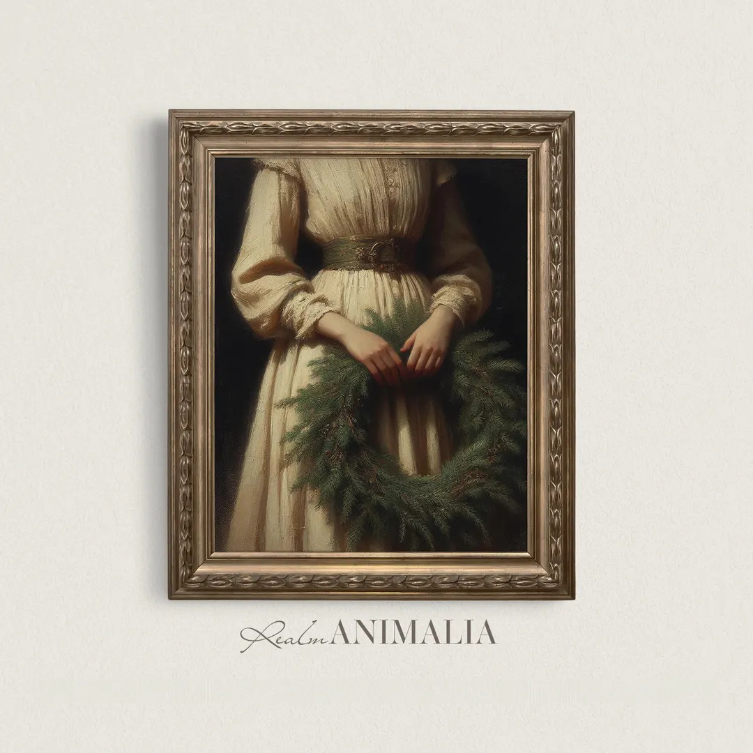 Victorian Woman Portrait With Pine Wreath: Vintage Christmas Art (digital Download) - Etsy | Etsy (US)