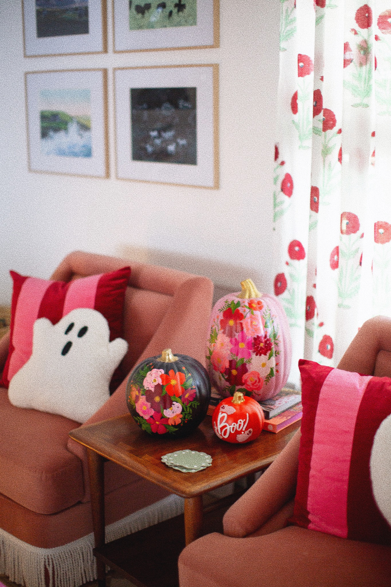Pink chairs and custom painted pumpkins 

#LTKParties #LTKHome #LTKSeasonal