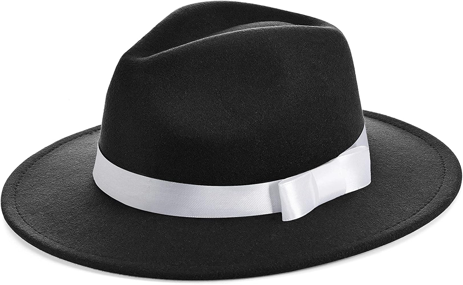 BABEYOND 1920s Fedora Hat for Men Gatsby Wide Brim Hat Felt Panama Cap | Amazon (US)