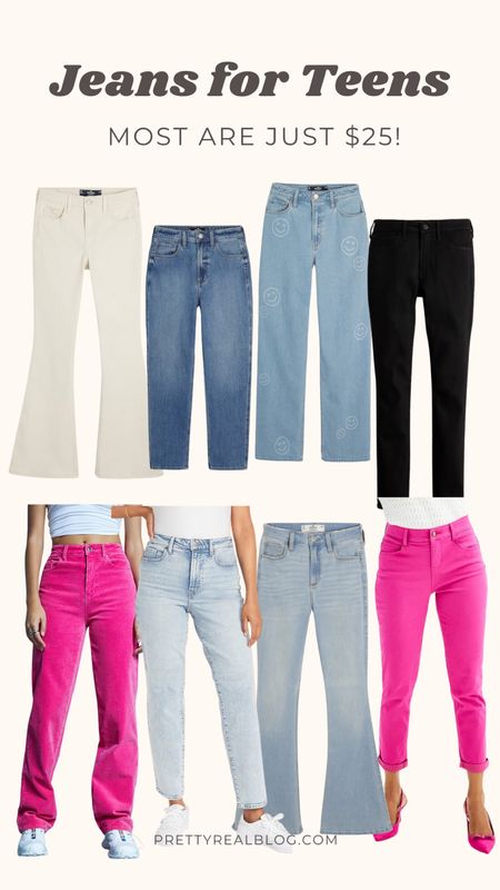 Hollister is having their $25 Jean sale! Time to stock up for back to school! Other brands are on sale too! My girls picked these fun options-
Straight jeans, pink jeans, dad jeans, mom jeans, skinny jeans, flare jeans, black jeans, white jeans, cream jeans 

#LTKkids #LTKBacktoSchool #LTKU