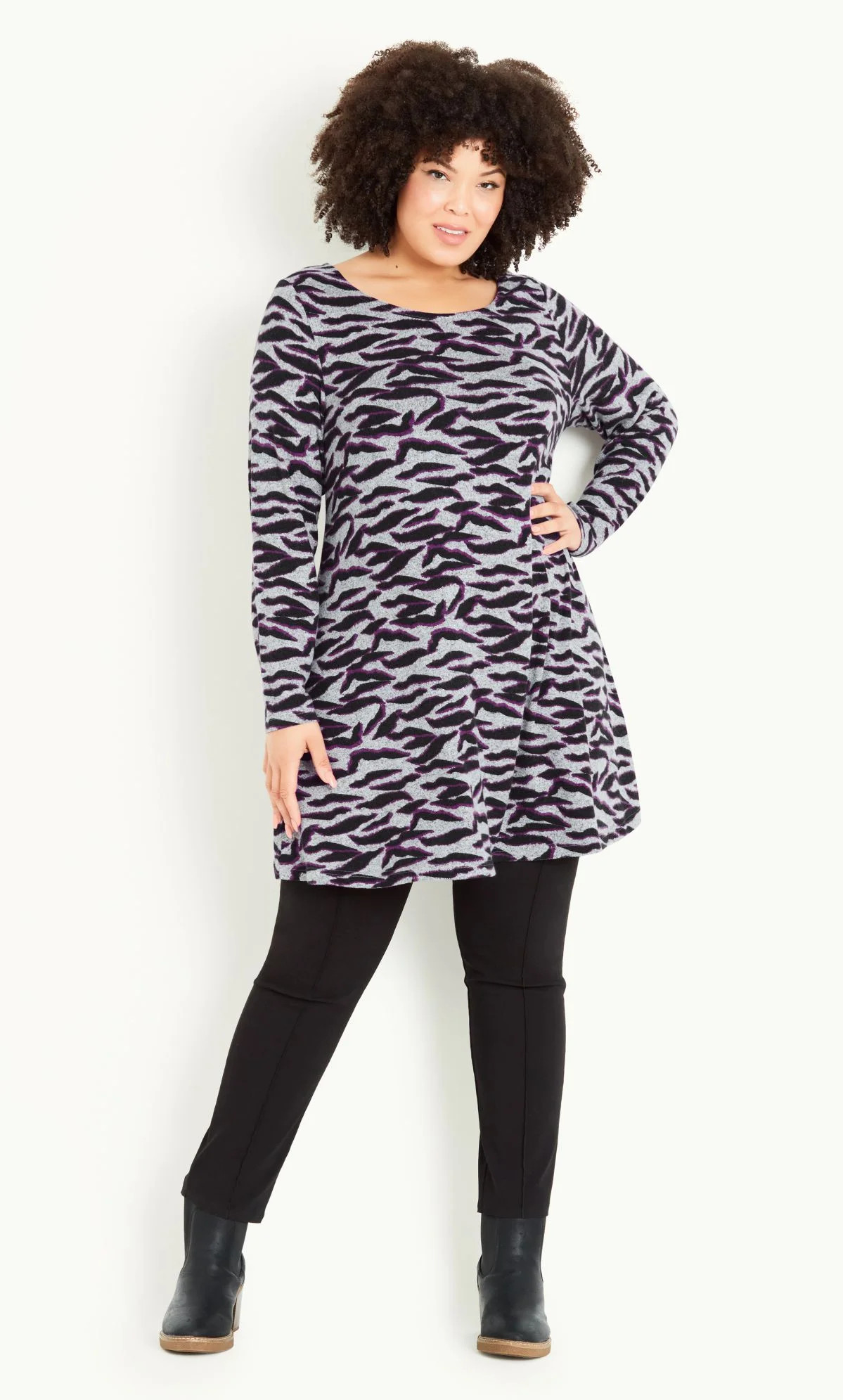 Plus Size Zebra Tunic Top Purple 20W | Walmart (US)